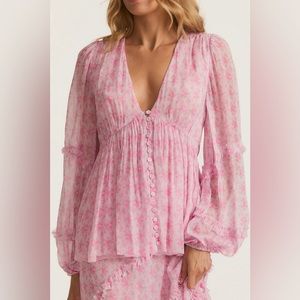 BNWT LOVESHACKFANCY Elian Blouse Size XS in Rose Patch